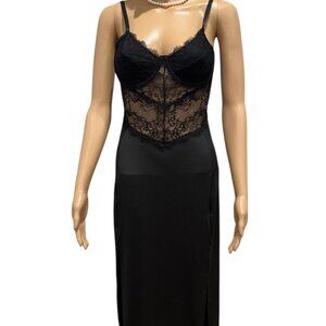 Shein Split Thigh Bustier Lace Maxi Dress, size medium